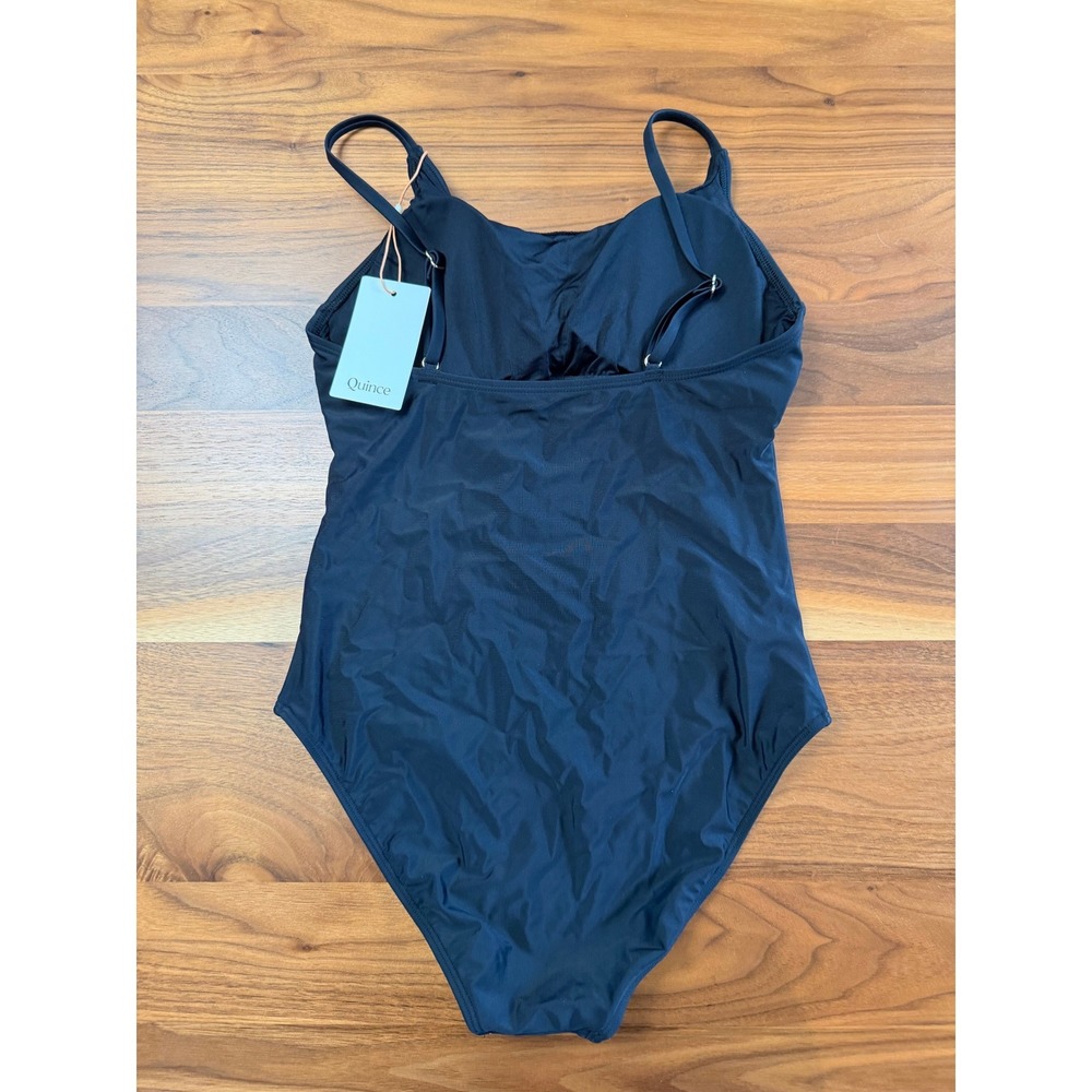 New Quince Italian Cami One-Piece‎ Swimsuit Medium Black Adjustable Straps - Picture 3 of 9